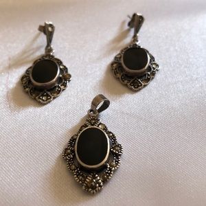 Sterling Silver Marcasite Earrings/Pendant